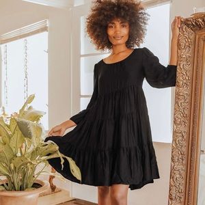 Lulu's Black Tiered Babydoll Dress L